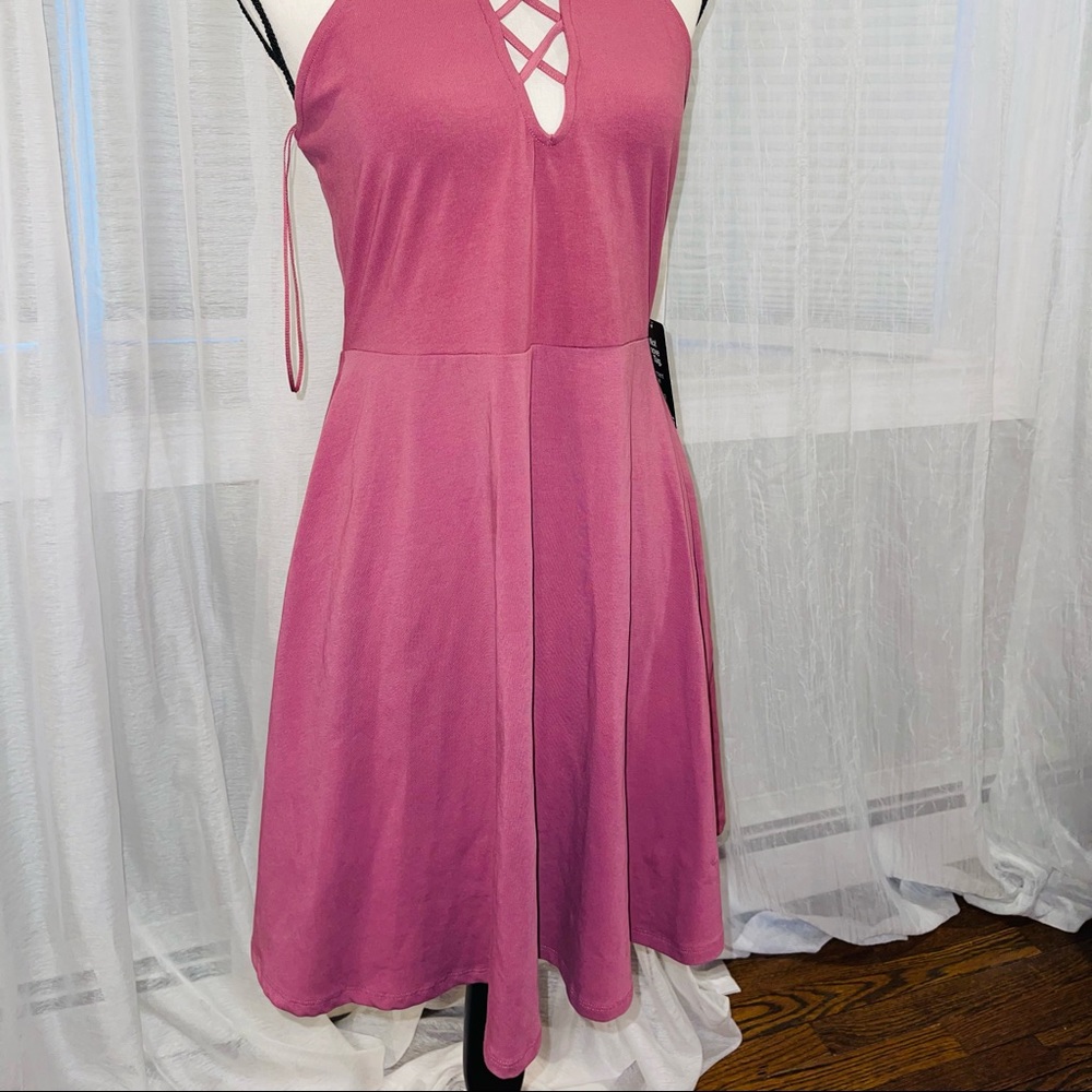 Express Mid Length Mauve Halter Dress With Crisscross Detail. Never Worn!